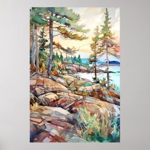 Akademins nationalpark akvarell poster