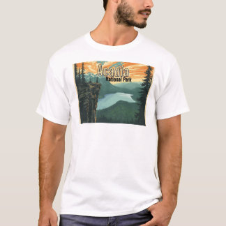Akadia Nationalpark Illustration Retro T Shirt