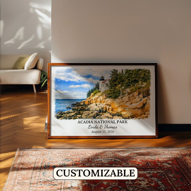 Akadia nationalpark Maine Affisch, Akvarell Poster (Skapare uppladdad)