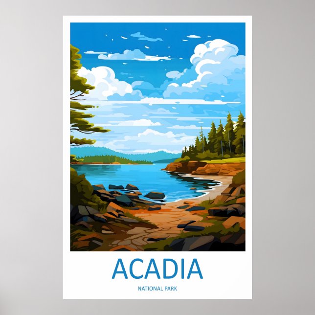 Akadia Nationalpark Resa Tryck Väggt Konst Acadia (Framsidan)