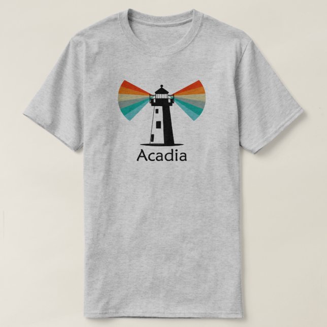 Akadinska nationalparkens fyr Regnbåge T Shirt (Design framsida)