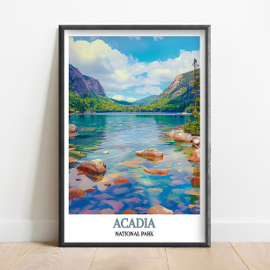 Akadiskt väggkonst- Jordan Pond Print- Akadia Nati Poster