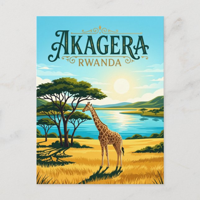 Akagera nationalpark Rwanda Vykort (Framsida)
