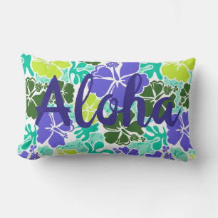 Akahai Hawaiian Hibiscus Tropical Blommigt Aloha Lumbarkudde