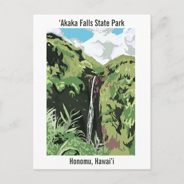 Akaka Falls Hawaii Vattenfall Tropisk Landskap  Vykort (Framsida)