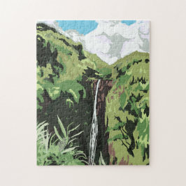 Akaka Falls Hawaii Vattenfall Tropiskt Landskap Pussel