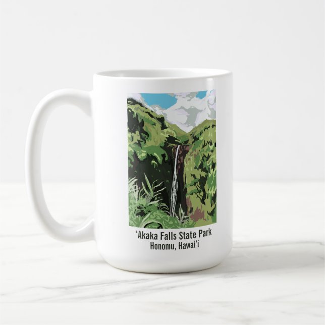 Akaka Falls Hawaii Waterfall Tropical Landscape  Kaffemugg (Vänster)