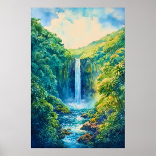 Akaka Falls State Park Akvarellaffisch Poster