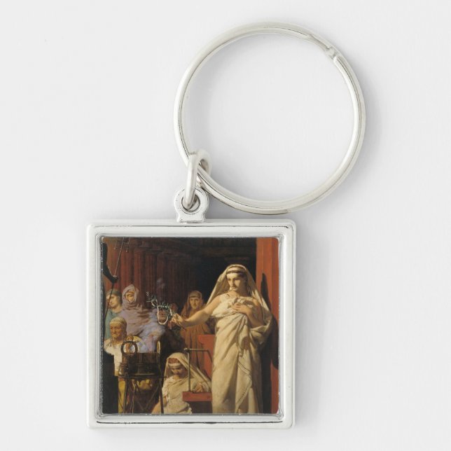 Åkallan av Neptune, 1866 Fyrkantig Silverfärgad Nyckelring (Framsidan)