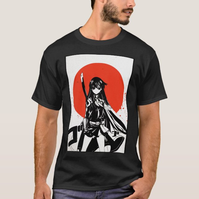 Akame Ga Döda T Shirt Akame Manga Draw Red Sol Sti (Framsida)