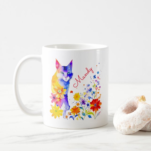 Akatrinning med blommor - Personlig Kaffemugg (Med munk)