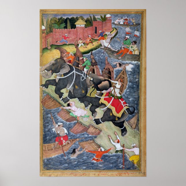 Akbar tames Savage Elephant, Hawa'i Poster (Framsidan)