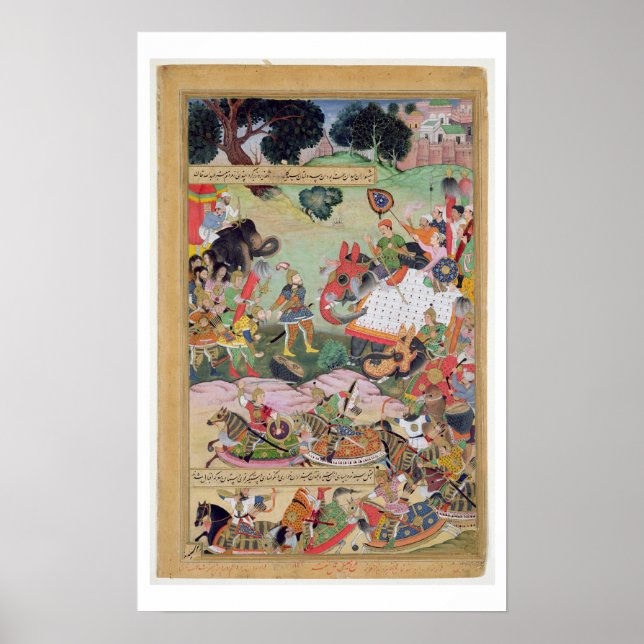 Akbar tar emot trummor och standarder som fångats  poster (Framsidan)