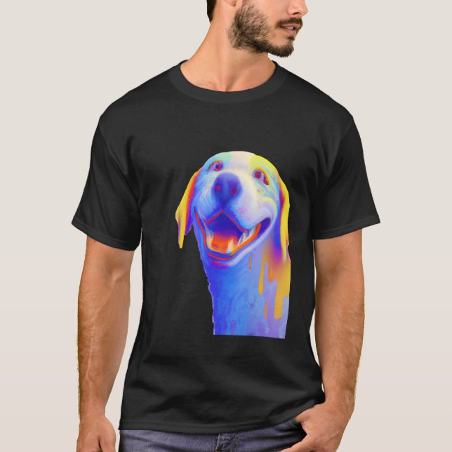 Akbash puppy färgad hund porträtt t shirt (Framsida)