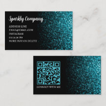 Akblå falskt glimmer svart elegant QR-kod