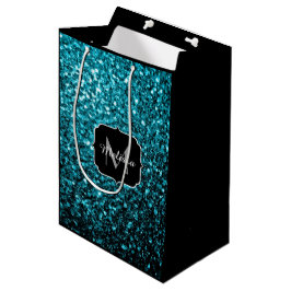 Akblå glänsande falskt glitter gnistrar Monogram
