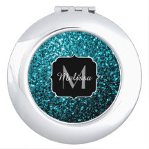 Akblå glänsande falskt glitter gnistrar Monogram