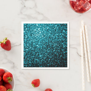 Akblå glänsande falskt glitter gnistrar pappersservett