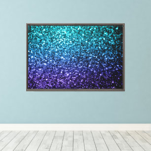 Akblå Ombre falskt glitter gnistrar Canvastryck