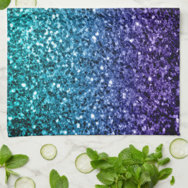 Akblå Ombre falskt glitter gnistrar Kökshandduk