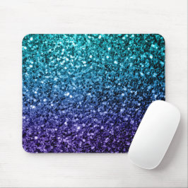 Akblå Ombre falskt glitter gnistrar Musmatta