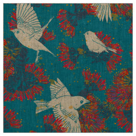 Akepa och Lehua Hawaiian mönster på Linen Fabric Tyg