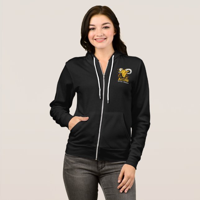 Åker den zodiakastrologiska dam zip hoodie t-shirt (Hel framsida)