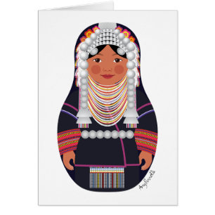 Akha of Thailand Matryoshka Card OBS Kort