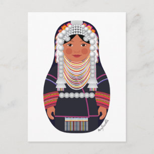 Akha of Thailand Matryoshka Postcard Vykort