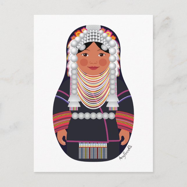 Akha of Thailand Matryoshka Postcard Vykort (Framsida)