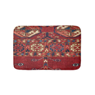 Akhal Oasis Red Band Blue Star Medallion Badrumsmatta
