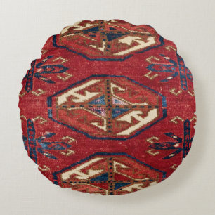 Akhal Oasis Red Stars Blue Star Medallion  Rund Kudde