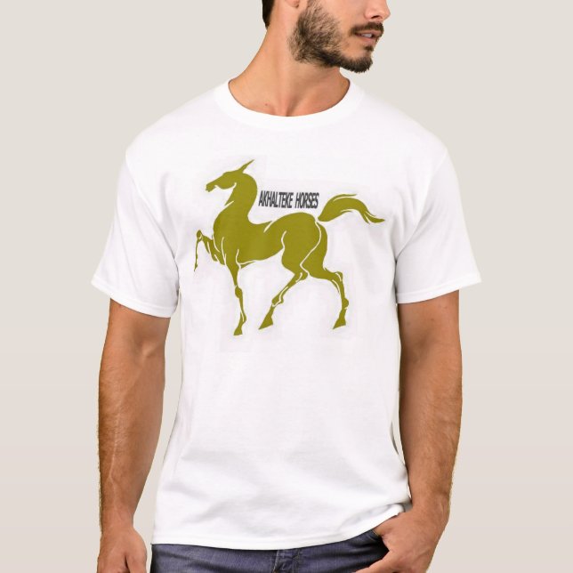Akhal teke häst av guld art equestrian t-shirt (Framsida)