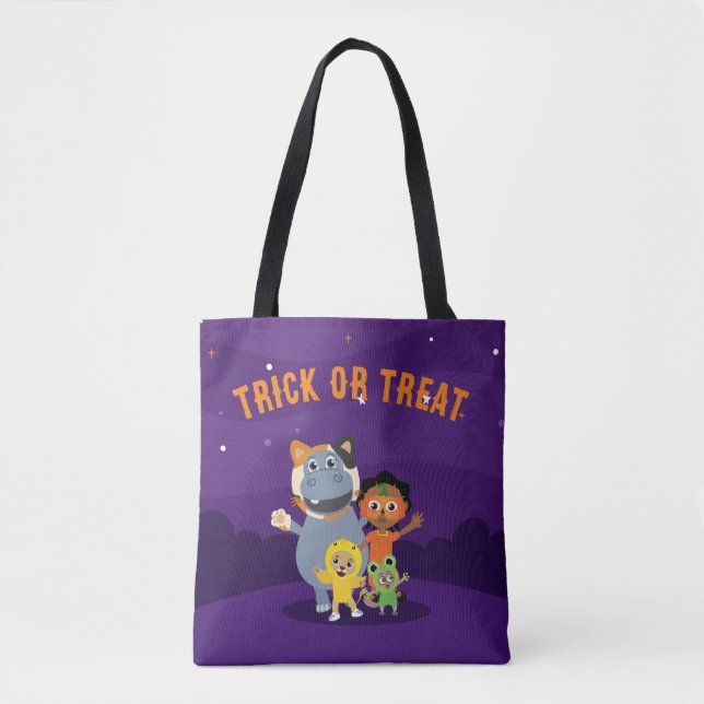 Akili och Friends Bus eller godis Tote Bag Tygkasse (Framsida)