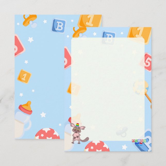Akili och Me Baby Shower Tilläggskort (Fram/baksida)