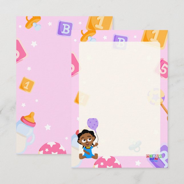 Akili och Me Baby Shower Tilläggskort (Fram/baksida)