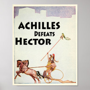 Akilles Dödas Hector in the Illiad Illustration Poster
