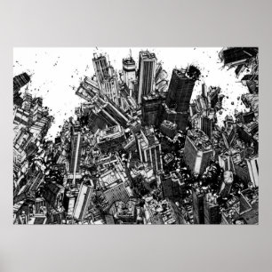 Akira cyberpunk stadsexplosion manga-remsan poster