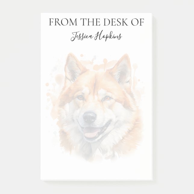 Akita Älskare Monogrammerad Hund Post-it Block (Framsida)
