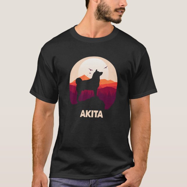 Akita and Moon Halloween  1 T Shirt (Framsida)