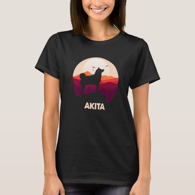Akita and Moon Halloween  1 T Shirt (Framsida)