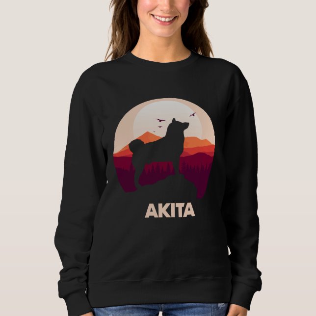 Akita and Moon Halloween T Shirt (Framsida)