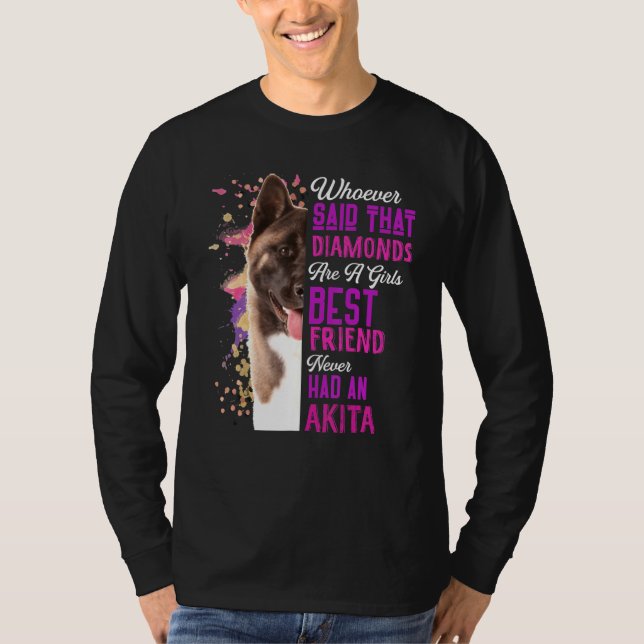 Akita är flickornas bästa vän Hund Mamma Morsa T Shirt (Framsida)