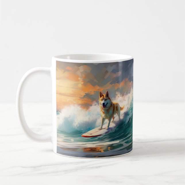 Akita Beach Surfing Painting Kaffemugg (Vänster)