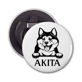 Akita Button Bottenöppnare med magnet, Hund-knapp Flasköppnare