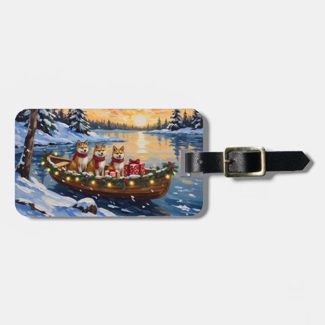 Akita Christmas Boat Holiday Bagagebricka (Horisontell Framsida)