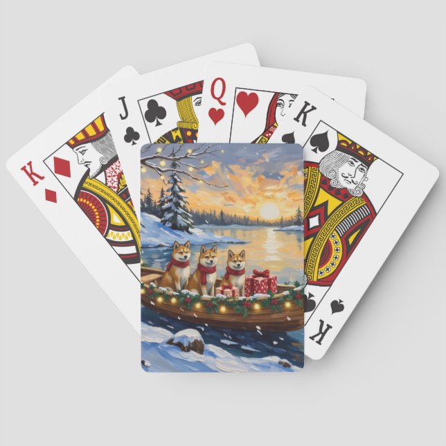 Akita Christmas Boat Holiday Casinokort (Baksidan)