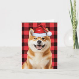 Akita Christmas Dog Red Buffalo Plaid Christmas Helgkort