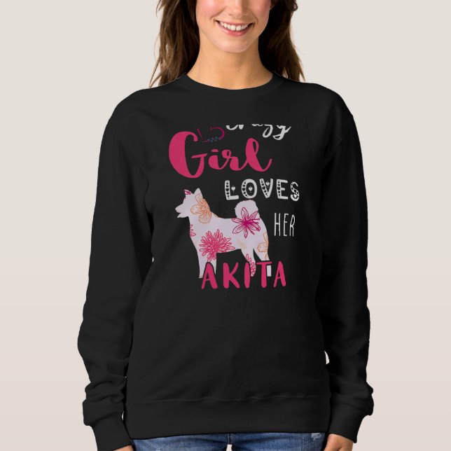 Akita Crazy Girl Akita Owner Puppy Akita Hund Shib T Shirt (Framsida)