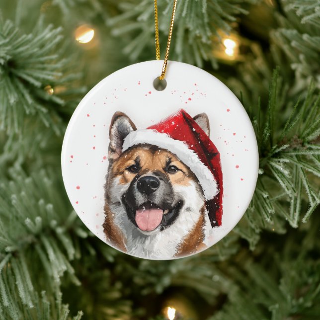 Akita Dog Christmas Personalized Julgransprydnad Keramik (Träd)